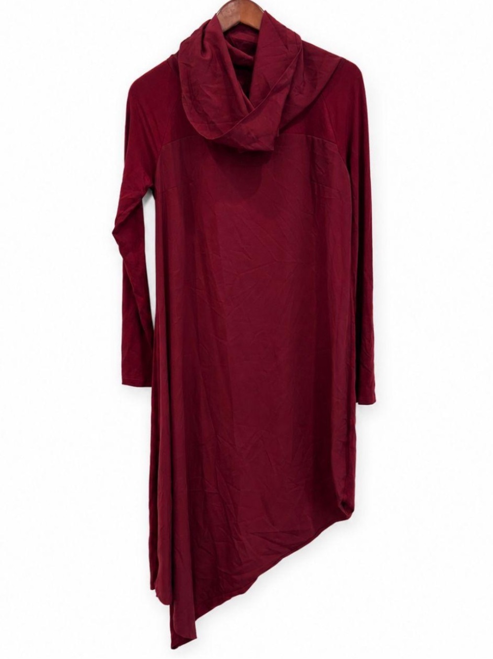 Asymmetrical Draped Flowy Avant Garde Dress from Crea Concept, Red Cowl Neck S
